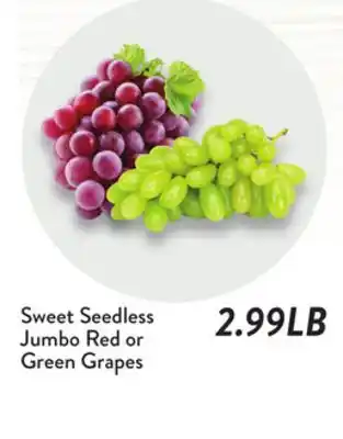 Fresh Thyme Sweet Seedless Jumbo Red or Green Grapes offer