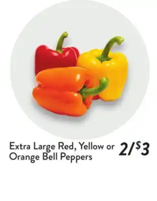 Fresh Thyme Extra Large Red, Yellow or Orange Bell Peppers offer