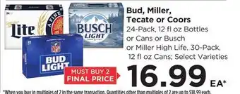 Food 4 Less Bud, Miller, Tecate or Coors offer