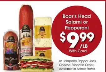 Ralphs Boar's Head Salami or Pepperoni offer