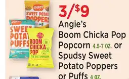 Heinen's Angie's Boom Chicka Pop Popcorn 4.5-7 OZ. or Spudsy Sweet Potato Poppers or Puffs 4 OZ offer