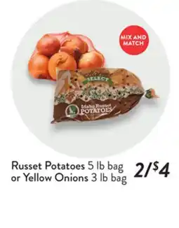 Fresh Thyme Russet Potatoes 5 lb bag or Yellow Onions 3 lb bag offer