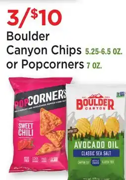 Heinen's Boulder Canyon Chips 5.25-6.5 OZ. or Popcorners 7 OZ offer