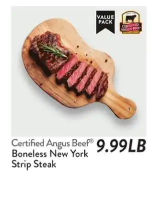 Fresh Thyme Certified Angus Beef Boneless New York Strip Steak offer