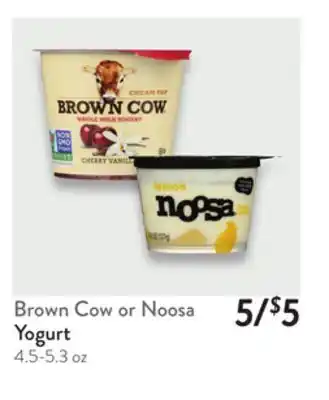 Fresh Thyme Brown Cow or Noosa Yogurt offer