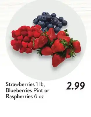 Fresh Thyme Strawberries 1 lb, Blueberries Pint or Raspberries 6 oz offer