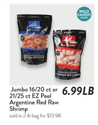 Fresh Thyme Jumbo 16/20 ct or 21/25 ct EZ Peel Argentine Red Raw Shrimp offer