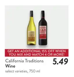 Fresh Thyme California Traditions Wine offer