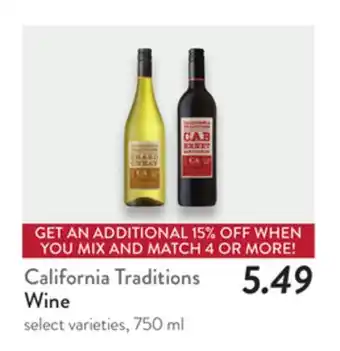 Fresh Thyme California Traditions Wine offer