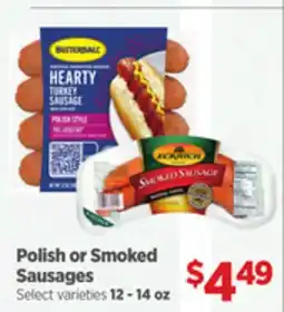 Gordon Food Services Butterball Polish or Eckrich Smoked Sausages offer