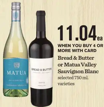 Mariano's Bread & Butter or Matua Valley Sauvignon Blanc offer