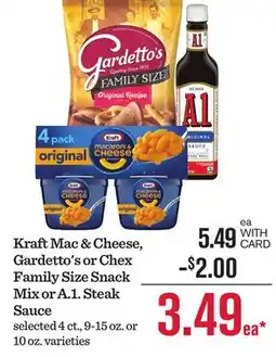 Mariano's Kraft Mac & Cheese, Gardetto's or Chex Family Size Snack Mix or A. 1. Steak Sauce offer