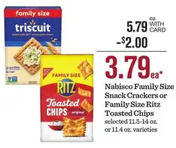 Mariano's Nabisco Family Size Snack Crackers or Family Size Ritz Toasted Chips offer