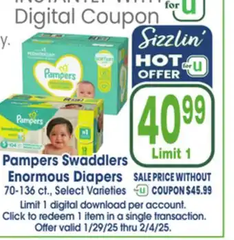 Jewel-Osco Pampers Swaddlers Enormous Diapers offer