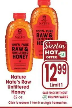 Jewel-Osco Nature Nate's Raw Unfiltered Honey offer