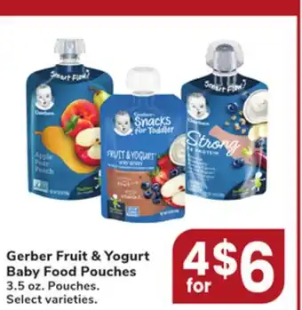 Jewel-Osco Gerber Fruit & Yogurt Baby Food Pouches offer