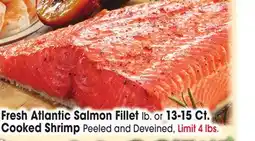 Jewel-Osco Fresh Atlantic Salmon Fillet lb. or Cooked Shrimp Peeled and Deveined, lb. or 13-15 Ct offer