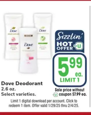 Jewel-Osco Dove Deodorant offer