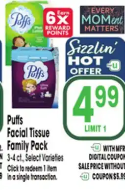 Jewel-Osco Puffs Facial Tissue Family Pack offer