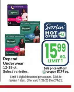 Jewel-Osco Depend Underwear offer