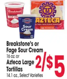 Jewel-Osco Breakstone's or Fage Sour Cream 16 oz. or Azteca Large Tortillas 14.1 oz offer