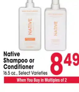 Jewel-Osco Native Shampoo or Conditioner offer