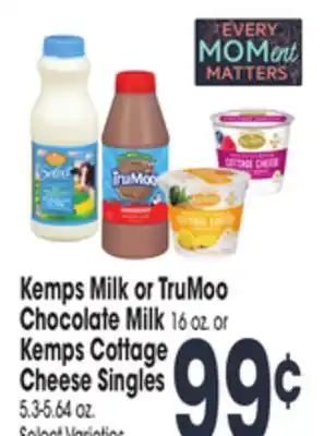 Jewel-Osco Kemps Milk or TruMoo Chocolate Milk 16 oz. or Kemps Cottage Cheese Singles offer