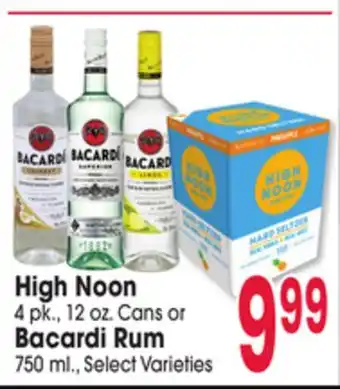 Jewel-Osco High Noon 4 pk., 12 oz. Cans or Bacardi Rum 750 ml offer