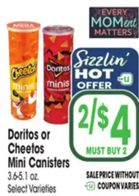 Jewel-Osco Doritos or Cheetos Mini Canisters offer