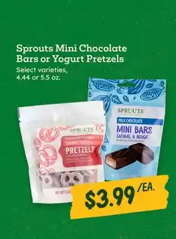 Sprouts Farmers Market Sprouts Mini Chocolate Bars or Yogurt Pretzels offer