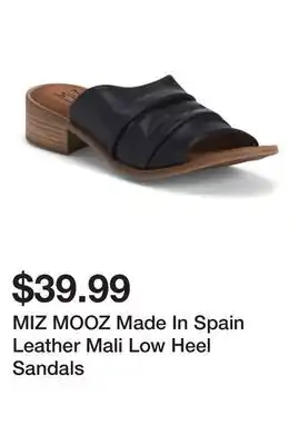 Marshalls MIZ MOOZ Made In Spain Leather Mali Low Heel Sandals offer