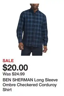 Marshalls BEN SHERMAN Long Sleeve Ombre Checkered Corduroy Shirt offer