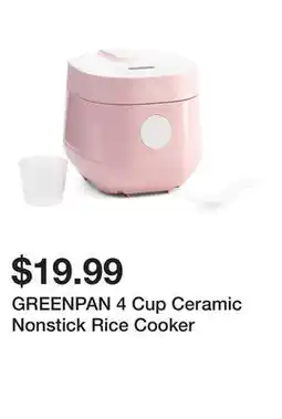 Marshalls GREENPAN 4 Cup Ceramic Nonstick Rice Cooker offer