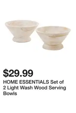 Marshalls HOME ESSENTIALS Set of 2 Light Wash Wood Serving Bowls offer