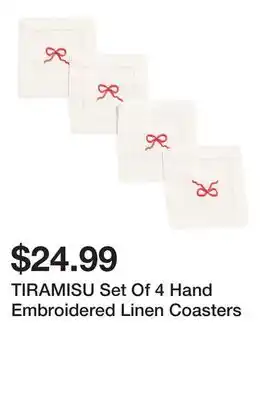 Marshalls TIRAMISU Set Of 4 Hand Embroidered Linen Coasters offer