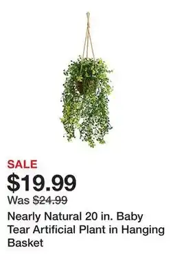 Tractor Supply Company Nearly Natural 20 in. Baby Tear Artificial Plant in Hanging Basket offer