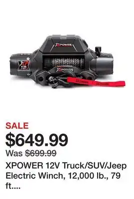 Tractor Supply Company XPOWER 12V Truck/SUV/Jeep Electric Winch, 12,000 lb., 79 ft. Synthetic Rope, Wireless Remote offer