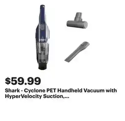 Best Buy Shark - Cyclone PET Handheld Vacuum with HyperVelocity Suction, PetExtract Hair Tool - Navy Blue offer