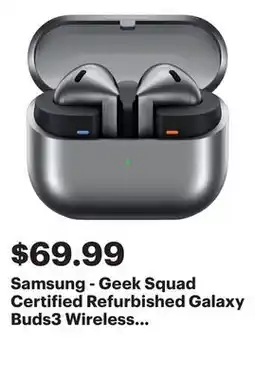 Best Buy Samsung - Geek Squad Certified Refurbished Galaxy Buds3 Wireless Earbud Headphones - Silver offer