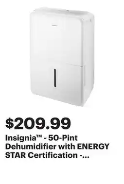 Best Buy Insignia - 50-Pint Dehumidifier with ENERGY STAR Certification - White offer