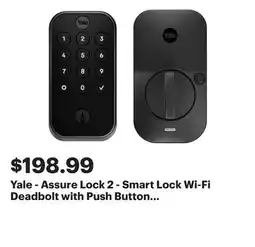 Best Buy Yale - Assure Lock 2 - Smart Lock Wi-Fi Deadbolt with Push Button Keypad | Key Access - Black Suede offer