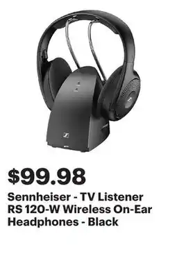 Best Buy Sennheiser - TV Listener RS 120-W Wireless On-Ear Headphones - Black offer