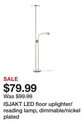 Ikea ISJAKT LED floor uplighter/reading lamp, dimmable/nickel plated offer