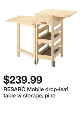 Ikea RESARÖ Mobile drop-leaf table w storage, pine offer