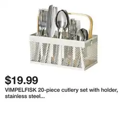 Ikea VIMPELFISK 20-piece cutlery set with holder, stainless steel bamboo/off-white offer