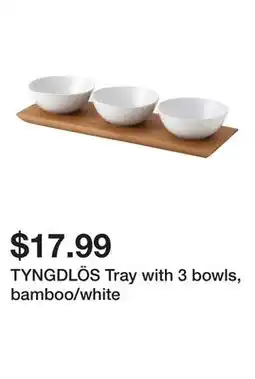 Ikea TYNGDLÖS Tray with 3 bowls, bamboo/white offer