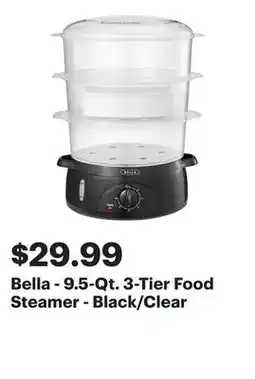 Best Buy Bella - 9.5-Qt. 3-Tier Food Steamer - Black/Clear offer