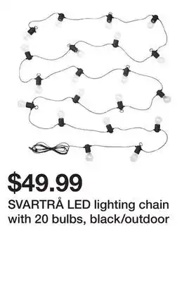 Ikea SVARTRÅ LED lighting chain with 20 bulbs, black/outdoor offer