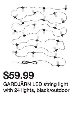 Ikea GARDJÄRN LED string light with 24 lights, black/outdoor offer