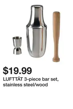 Ikea LUFTTÄT 3-piece bar set, stainless steel/wood offer